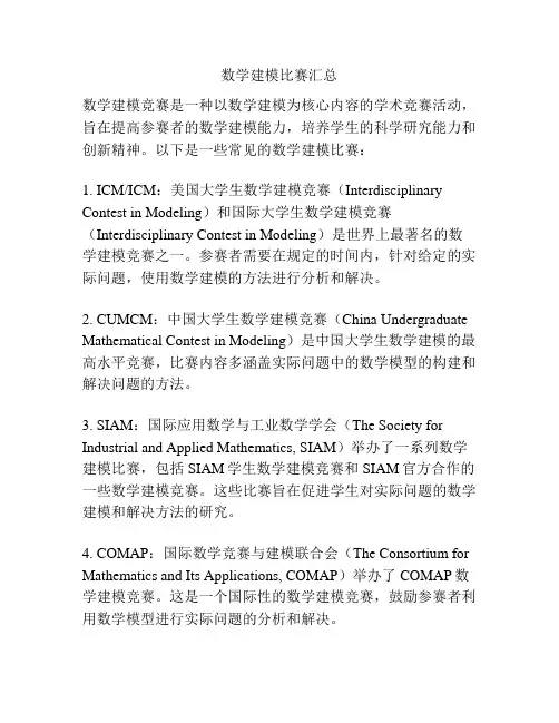 数学建模比赛汇总