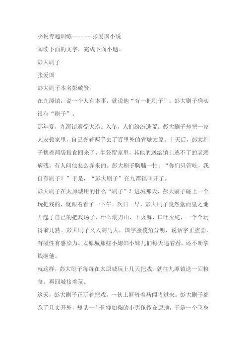 2024届高考小说专题训练：张爱国小说(含解析)
