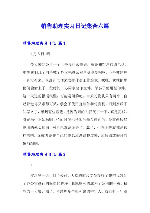 销售助理实习日记集合六篇