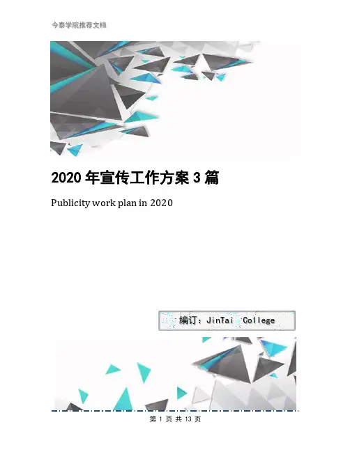 2020年宣传工作方案3篇