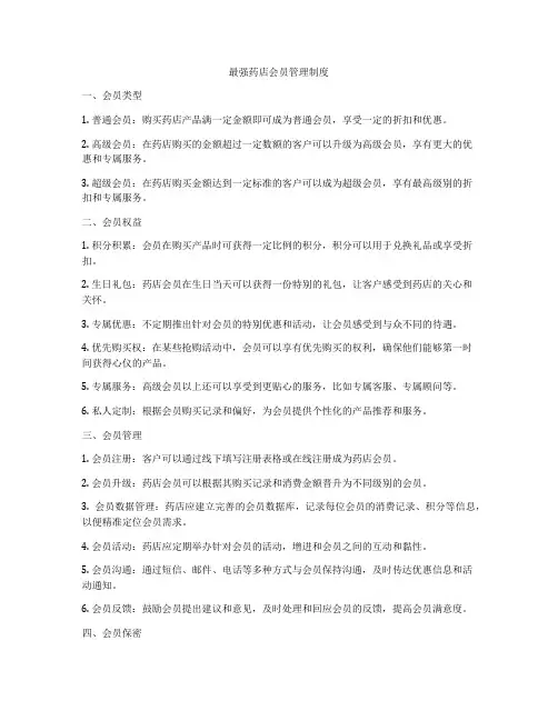 最强药店会员管理制度