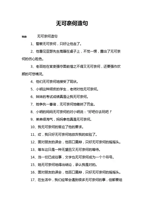 无可奈何造句