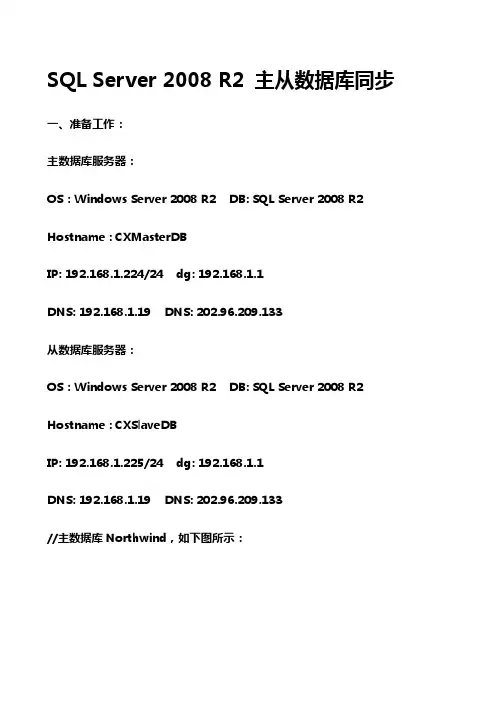 SqlServer主从数据库同步方法