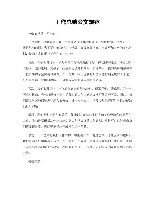 工作总结公文规范