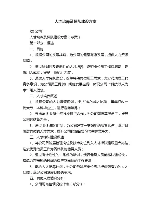 人才培养及梯队建设方案