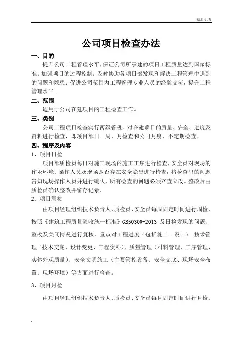 公司项目检查办法
