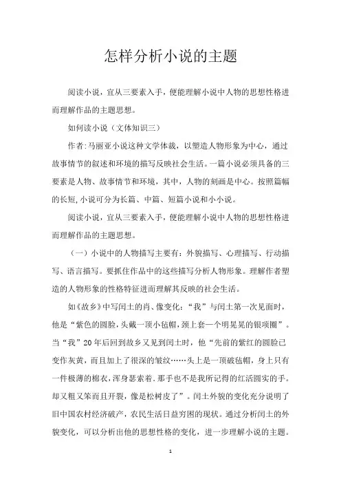 怎样分析小说的主题