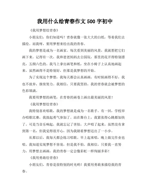我用什么绘青春作文500字初中