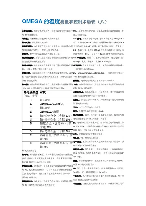美国OMEGA的温度测量和控制术语表(八)