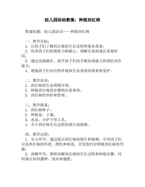 幼儿园活动教案_种植西红柿