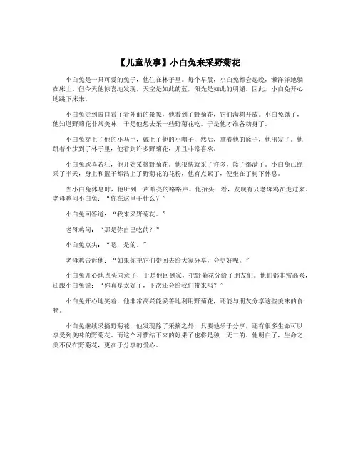 【儿童故事】小白兔来采野菊花