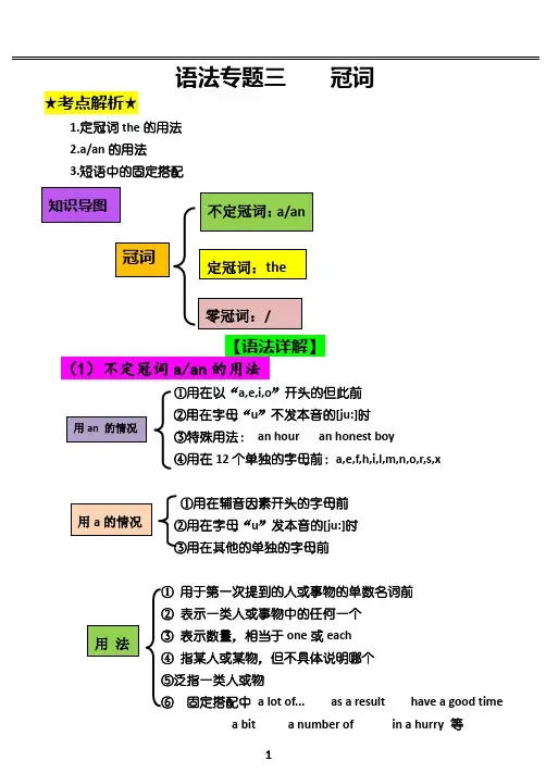 2020中考英语冠词专题讲义