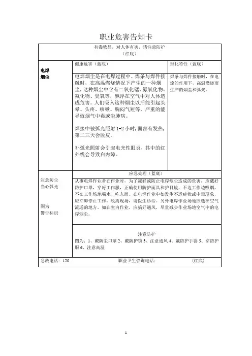 职业危害告知卡1