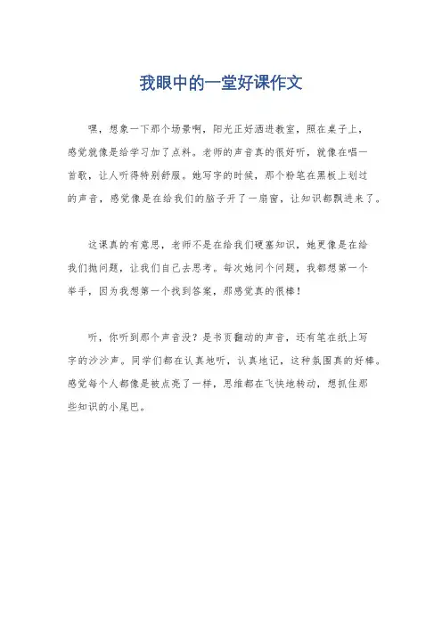 我眼中的一堂好课作文