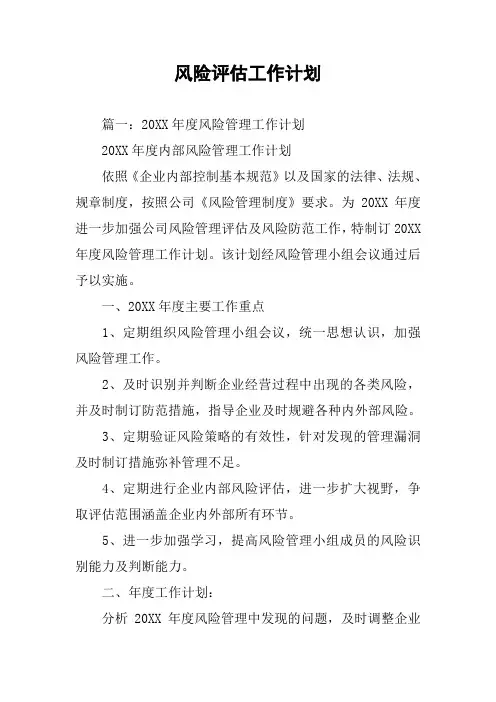 风险评估工作计划