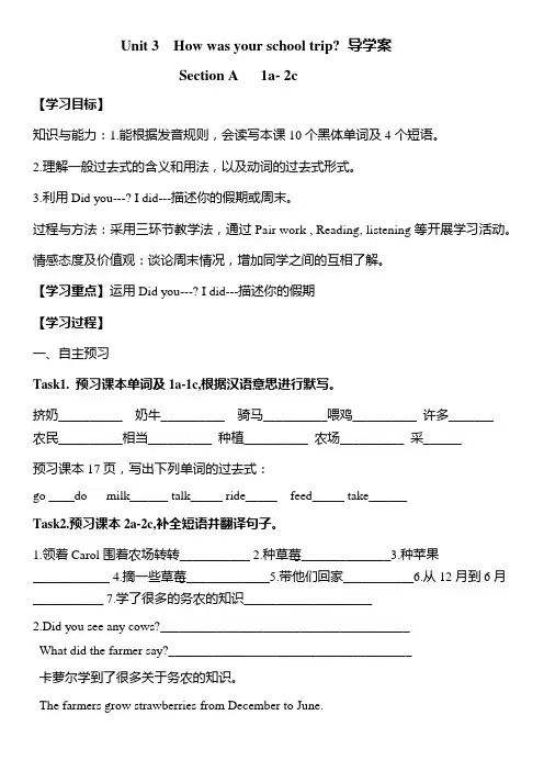 鲁教版七年级上册Unit 3学案