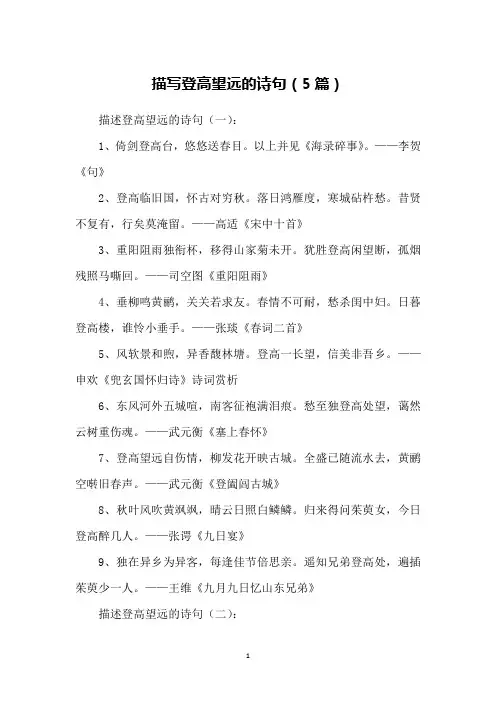 描写登高望远的诗句(5篇)