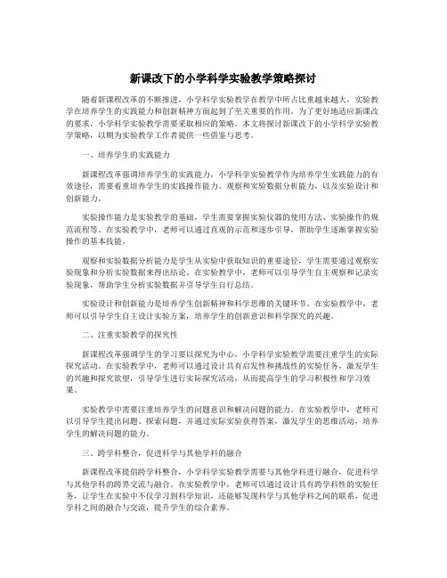 新课改下的小学科学实验教学策略探讨
