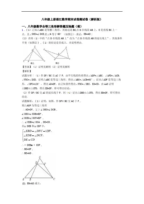 八年级上册湛江数学期末试卷测试卷(解析版)