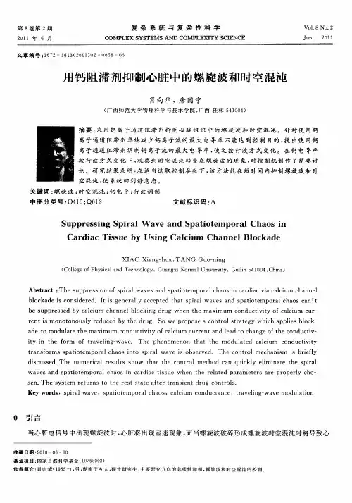 用钙阻滞剂抑制心脏中的螺旋波和时空混沌