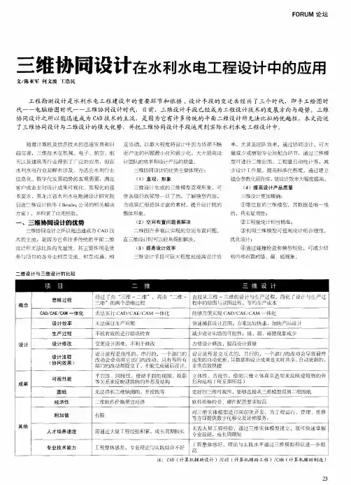 三维协同设计在水利水电工程设计中的应用