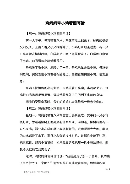 鸡妈妈带小鸡看图写话_二年级作文