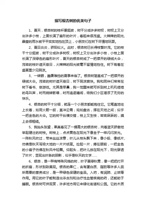 有关描写银杏树的优美句子