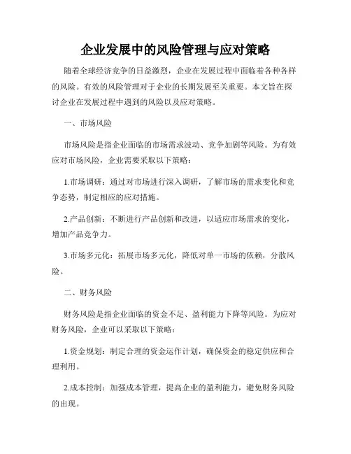 企业发展中的风险管理与应对策略