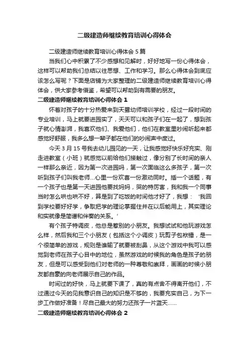 二级建造师继续教育培训心得体会