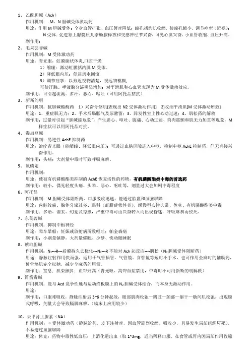 药理学资料整理