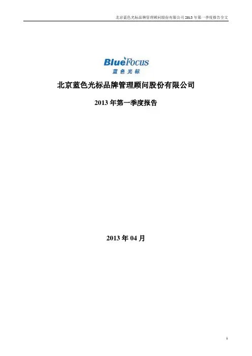 蓝色光标：2013年第一季度报告全文
