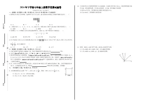 江西吉安市遂川县2024-2025学年上学期七年级数学竞赛试卷(含答案)