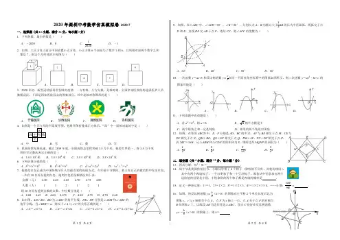 2020年深圳中考数学仿真模拟卷