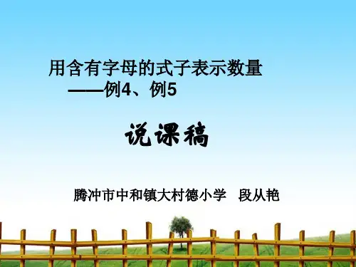 【最新】课件-段从艳-用字母表示数例4、例5说课稿PPT