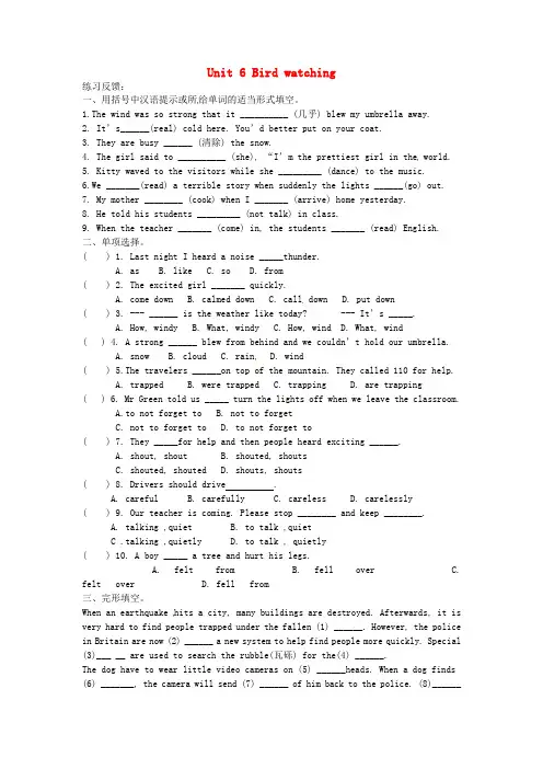 牛津译林版八年级上册Unit 6《Bird watching》(Task)随堂练习