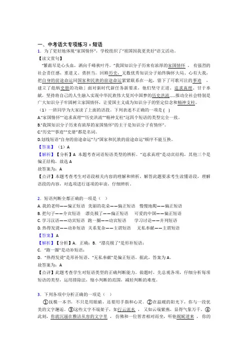 新部编人教版中考 语文 短语训练试题含解析
