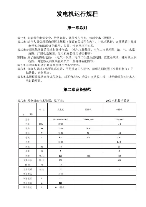 发电机运行规程修订稿