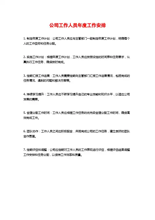 公司工作人员年度工作安排