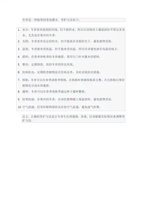 冬青的养护方法