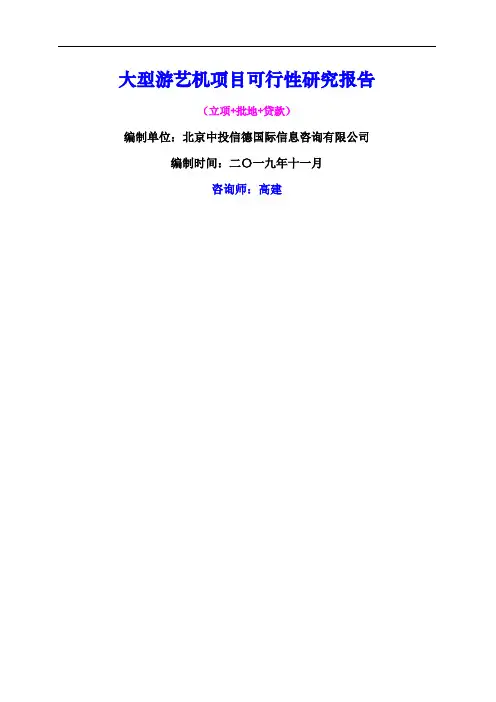 大型游艺机项目可行性研究报告