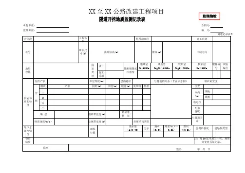 隧道开挖地质监测记录表