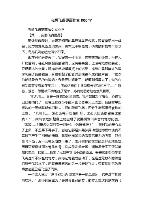 我想飞得更高作文800字