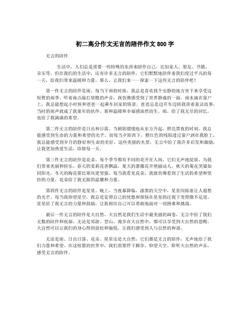 初二高分作文无言的陪伴作文800字