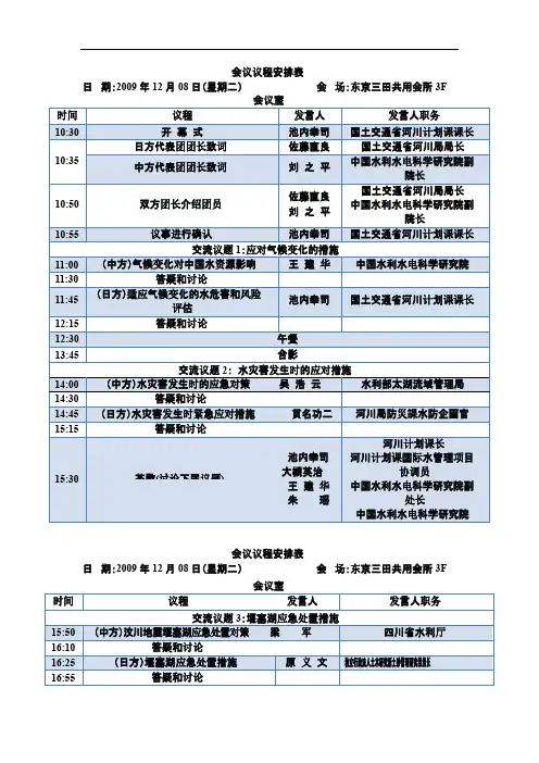 会议议程安排表
