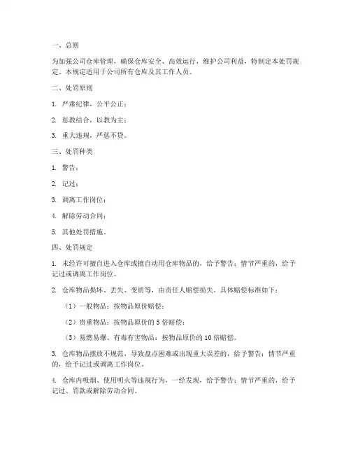 仓库管理制度处罚规定
