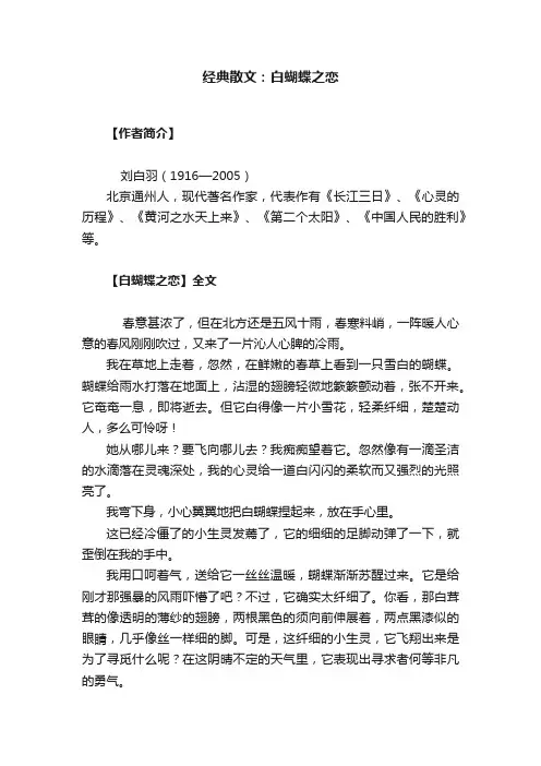经典散文：白蝴蝶之恋