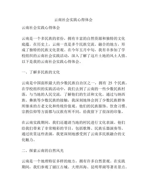 云南社会实践心得体会