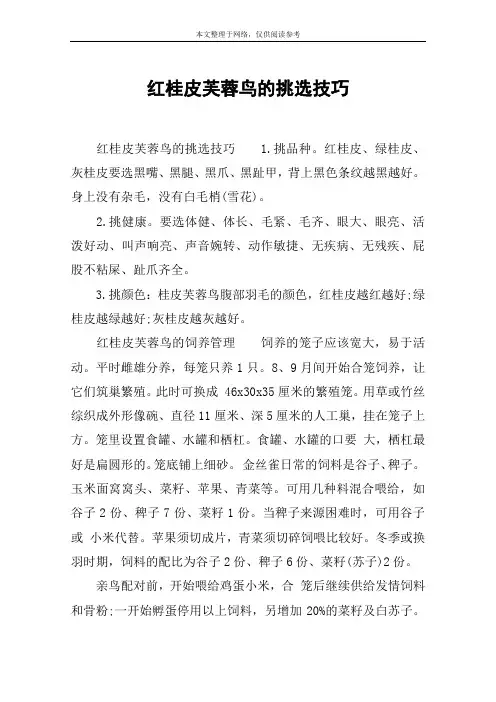 红桂皮芙蓉鸟的挑选技巧