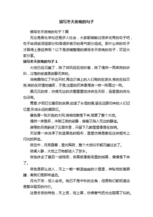 描写冬天夜晚的句子 2