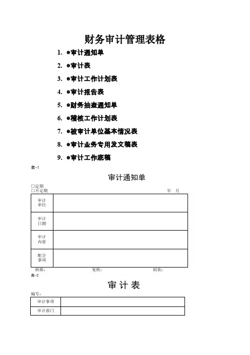 财务审计管理表格(个表格)